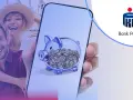 Szczęśliwa para robi selfie, a na ekranie telefonu widnieje skarbonka z monetami. Sprawdź atrakcyjne konto oszczędnościowe PKO BP oprocentowanie!