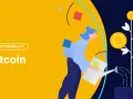Kobieta podlewa drzewko z monetami bitcoin, symbolizując wzrost i inwestycje. Dowiedz się, bitcoin co to jest i jak działa.