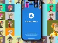 Aplikacja OpenSea na telefonie, otoczona siatką NFT z małpami. Dowiedz się, jak zrobić NFT i zacznij kolekcjonować!