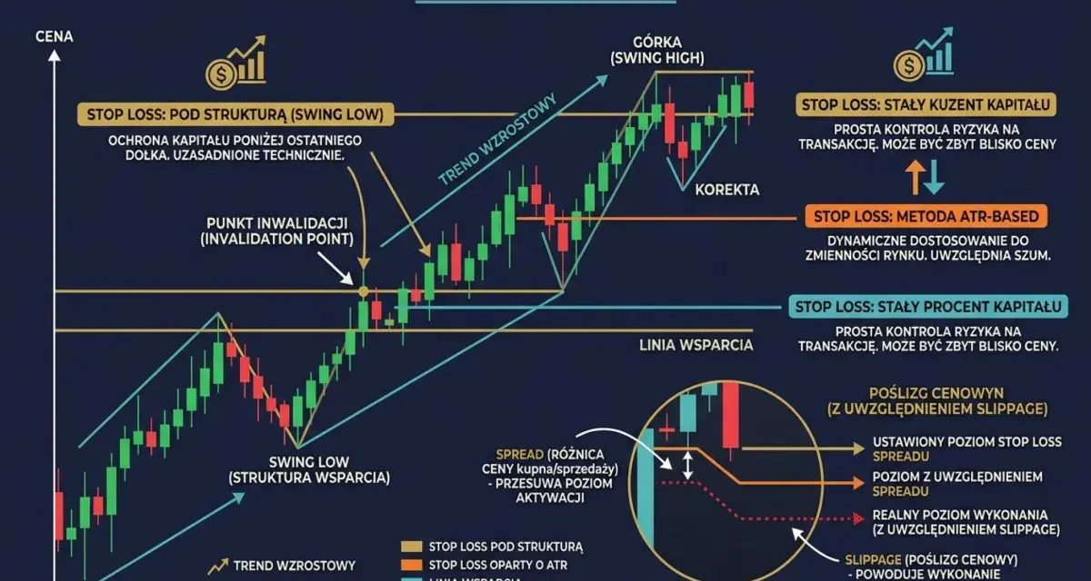 Strategie stop loss na rynku Forex: pod strukturą, ATR, stały procent kapitału. Unikaj niepotrzebnych strat.