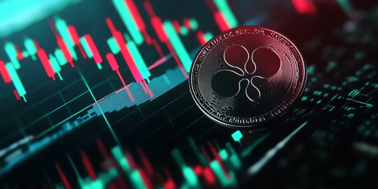 Moneta kryptowaluty Ripple (XRP) na tle wykresu świecowego. Analiza wykresów i prognozy cen kryptowalut to klucz do sukcesu w tym dynamicznym game.