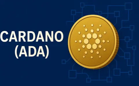Złota moneta Cardano (ADA) na tle schematu sieci. Analiza Cardano USD.