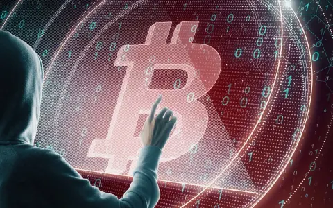 Osoba w kapturze dotyka symbolu Bitcoina na tle kodu binarnego. Czy to ślad po majątku Satoshi Nakamoto?
