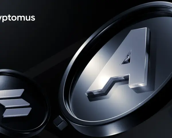 Srebrne logo Solana i duża litera "A" na ciemnym tle. Dowiedz się, czym jest altcoin.