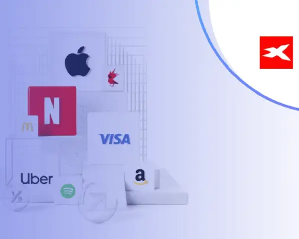 Logo XTB obok ikon znanych marek (Apple, Netflix, Visa, Amazon, Uber, McDonald's, Spotify). Unikaj xtb opłata za brak aktywności.
