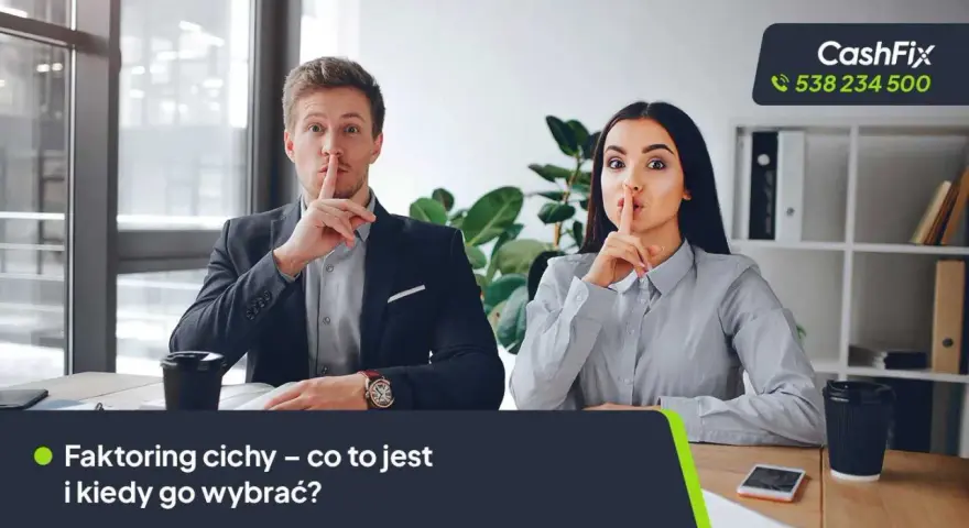 Para z palcem na ustach sugeruje, że faktoring cichy to rozwiązanie, o którym warto wiedzieć. Dowiedz się, co to jest i kiedy go wybrać.