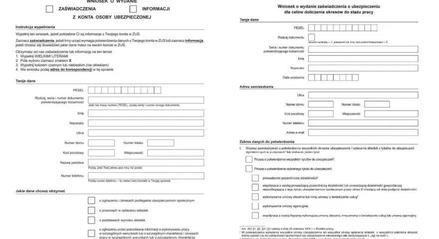 Wniosek do ZUS o wydanie zaświadczenia o okresach ubezpieczenia, przydatny przy planowaniu emerytury a działalność gospodarcza.
